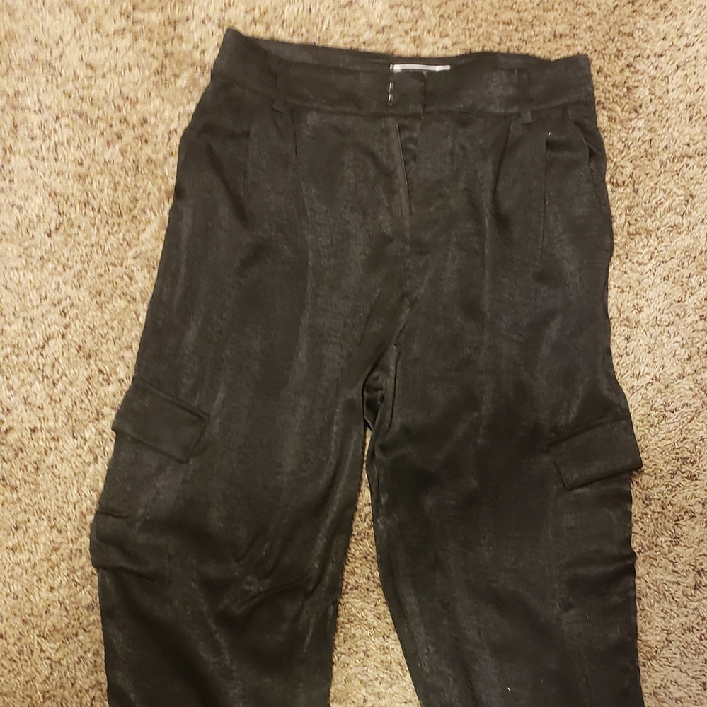 Polyester Black Sheen pants with Elastic Cuff